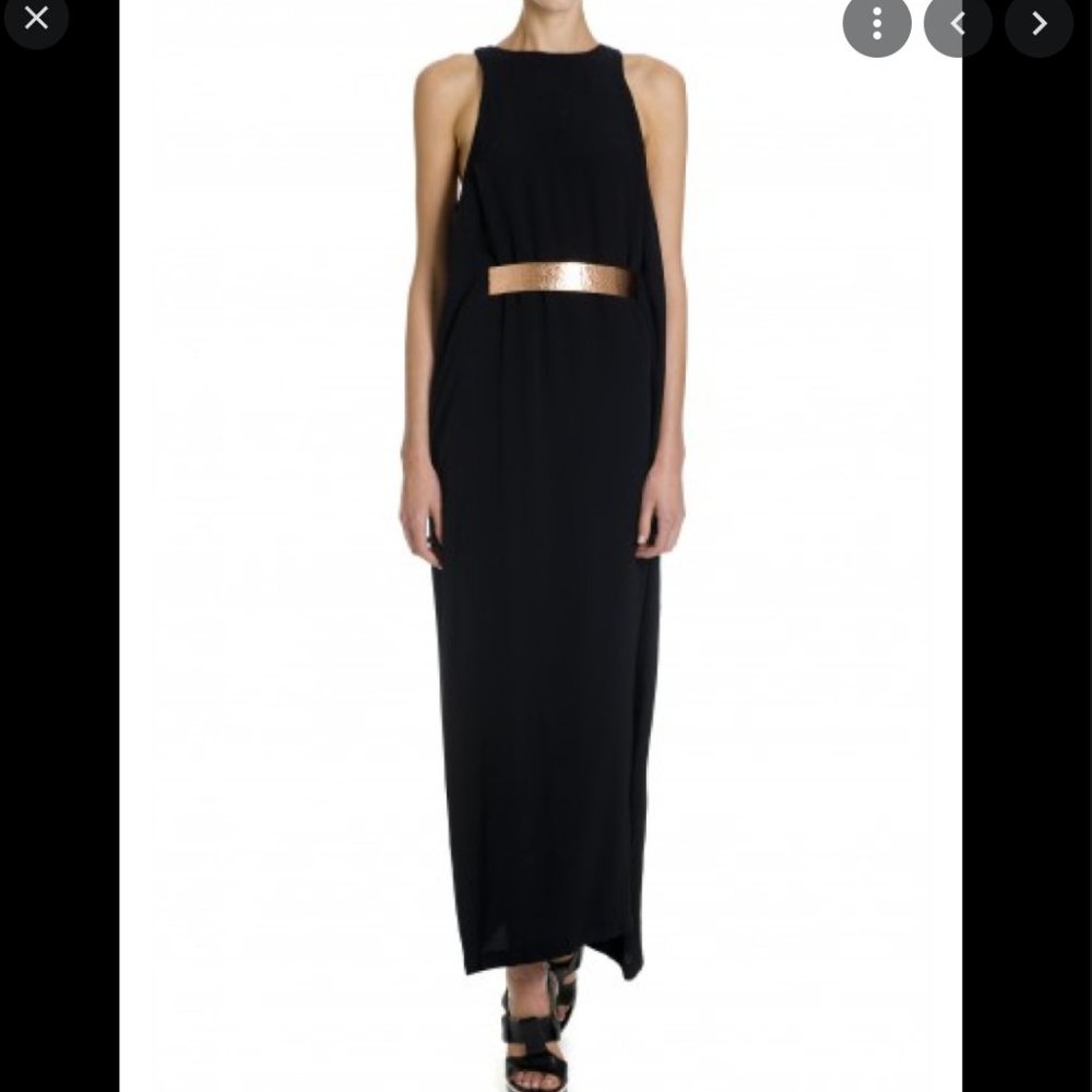 Shakuhachi Black Maxi Dress w/ Rose Gold Belt